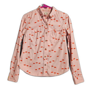 Anthro Odille Rat Get's The Cheese Pink Button Up Shirt W Size 4 Funky